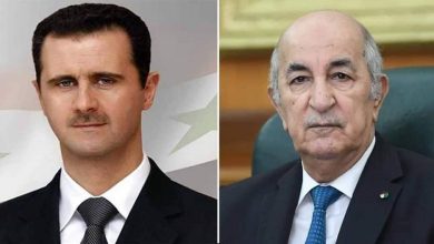صورة رئيس الجمهورية يجري مكالمة هاتفية مع نظيره السوري بشار الأسد